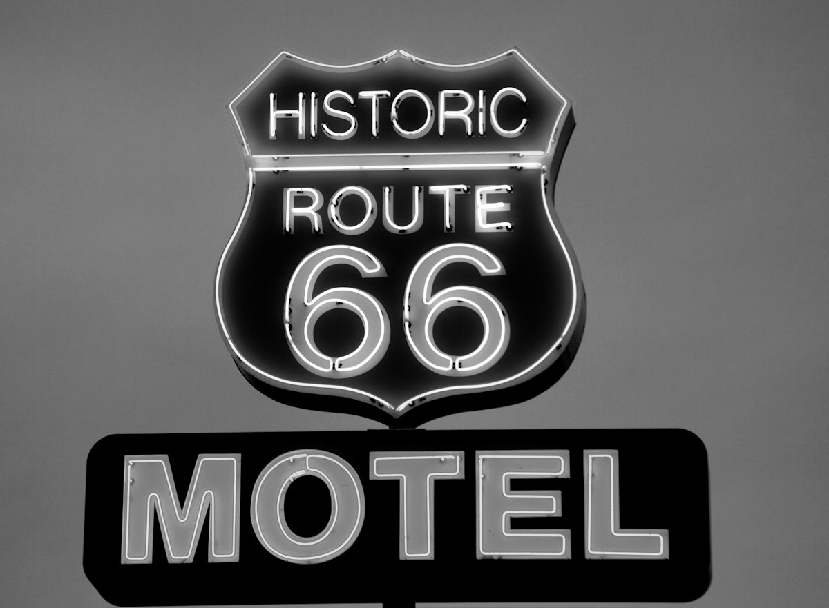 Historic Route 66 Motel sign, Kingman, Arizona. Original image from Carol M. Highsmith’s America, Library of Congress collection. Digitally enhanced by rawpixel