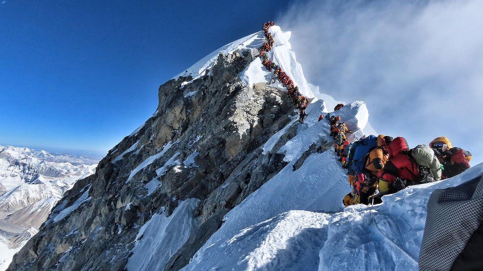 Overcrowding at the top of Mount Everest