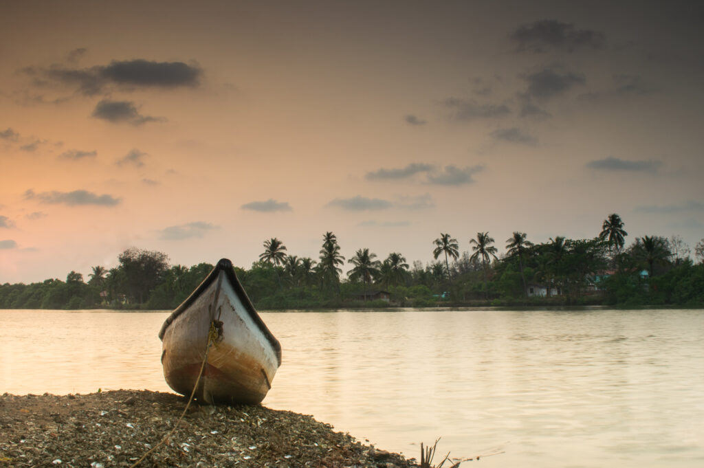 beautiful sunset fishing village betul goa india