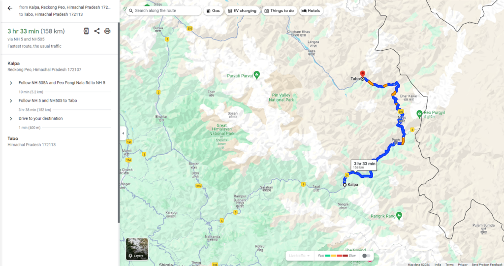 Kalpa to Tabo road in Spiti Circuit